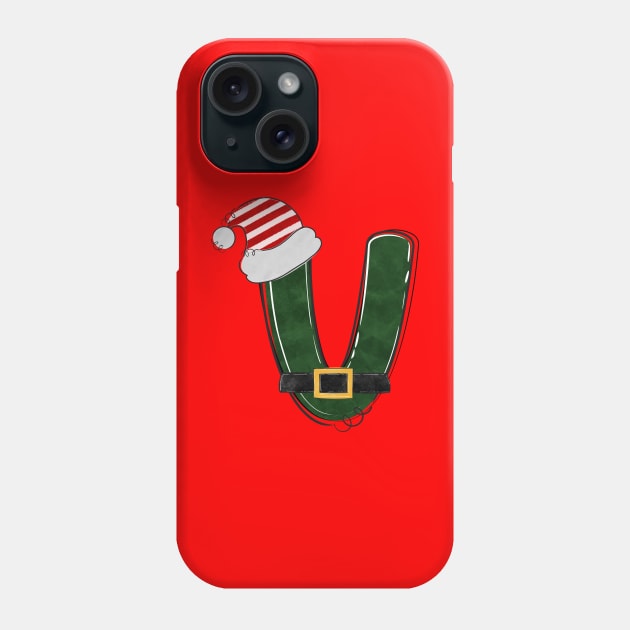 Letter V - Christmas Letter Phone Case by Pop Cult Store