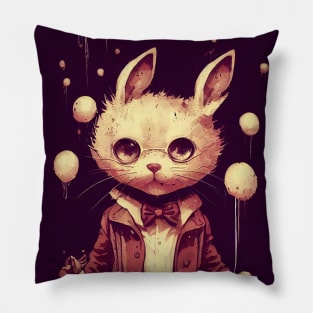 Vintage rabbit creating potions Pillow