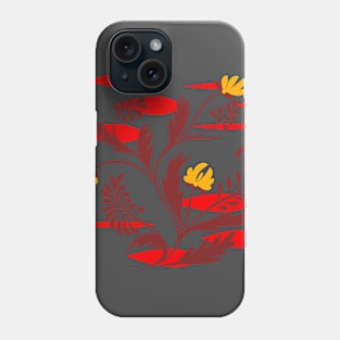 Abstract folk floral art. Flowers print, poster. Phone Case