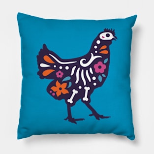 Colorful Day of the Dead Chicken | Dia de los Muertos Animals Pillow