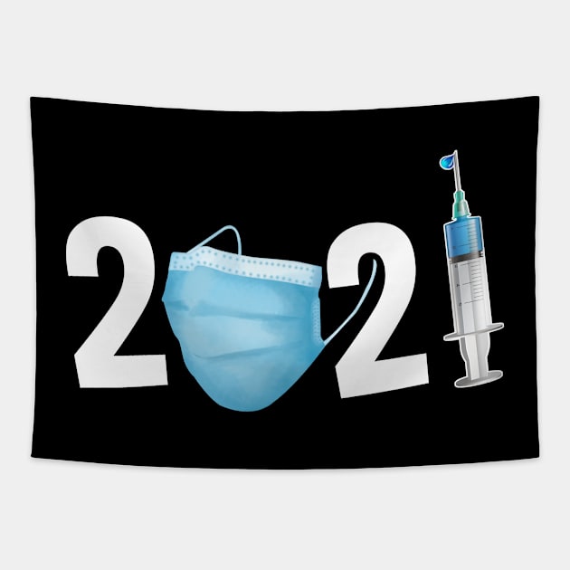 2021 Funny Mask and Vaccine Tapestry by Trade Theory