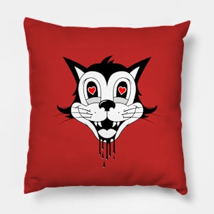 Retro Cat / Love Hearts Pillow