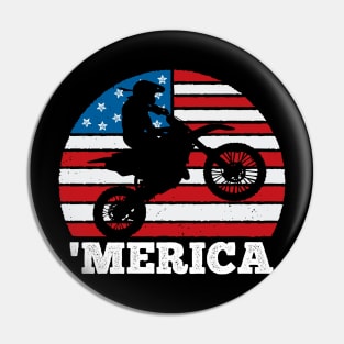 Merica Dirt Birt Vintage Sunset America USA Motorcycle Pin