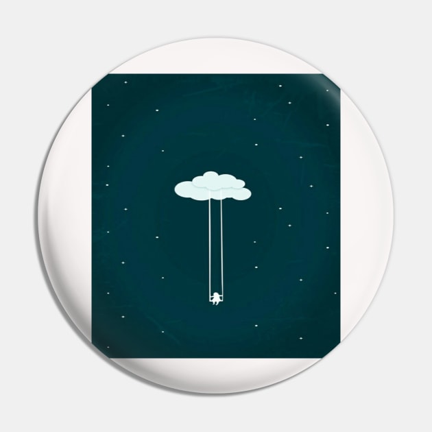 Cartoon Person Hanging On A Cloud Design Pin by mrschoi