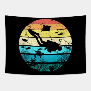 Vintage Retro Scuba Diving Tapestry