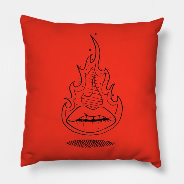 FLAMING LIPS Pillow by Daily Drills 