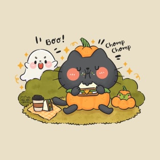 Black Cat with Pumpkin Costume T-Shirt