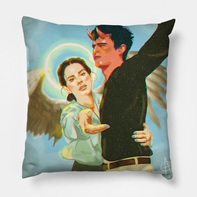 Norman Rockwell (heavenly version) Pillow by Alejandro Os Art