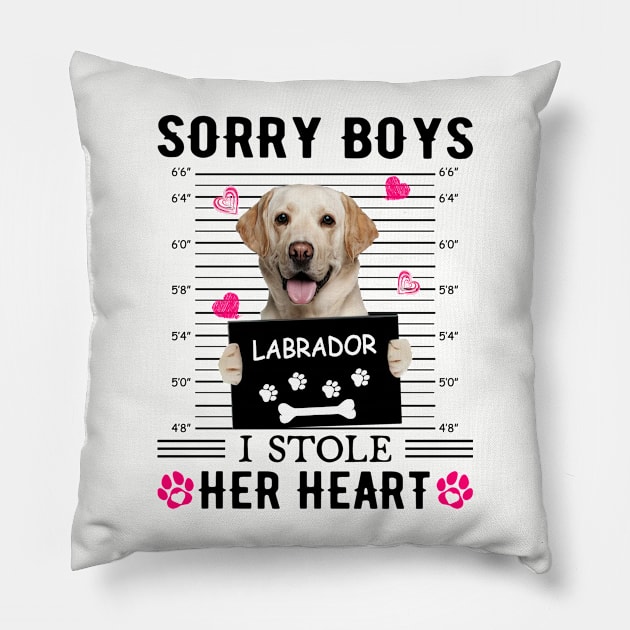 Yellow Labrador Sorry Boys I Stole Her Heart Valentine Pillow by PlumleelaurineArt