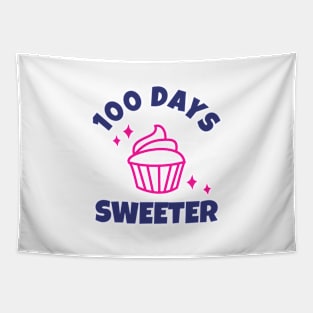 100 Days Sweeter - Happy 100 Days Of School Celebration Party Tapestry