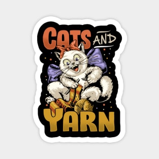 Cats And Yarn Cute Cat Tee For Quilting Funny Yarn Quilt Tee Magnet