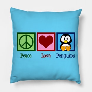 Pretty Peace Love Penguins Pillow