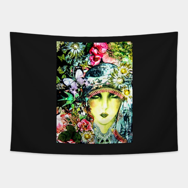 CHINTZ ART DECO FLAPPER COLLAGE POSTER , VIBRANT Tapestry by jacquline8689