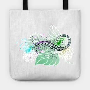 Contour Lizard on Leaf Tote