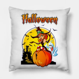 Graphic style retro witch Pillow