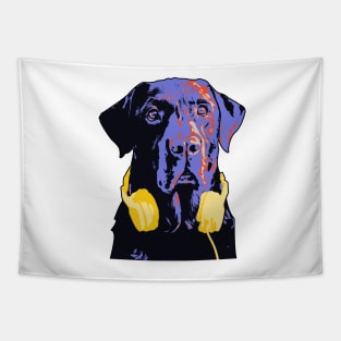 Cool Labrador Dog Yellow Headphones Tapestry