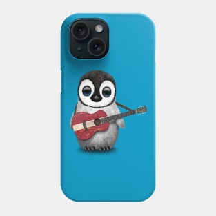 Baby Penguin Playing Latvian Flag Guitar Phone Case