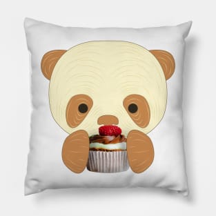 cute brown panda eat dessert Pillow