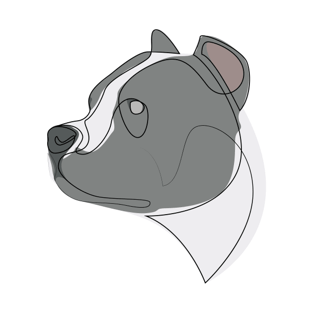 Pit Bull - one line drawing with colour by addillum