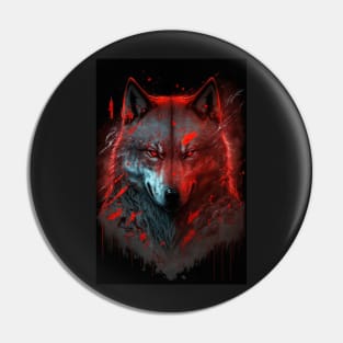 Handsome Wolf portrait with red glow Pin