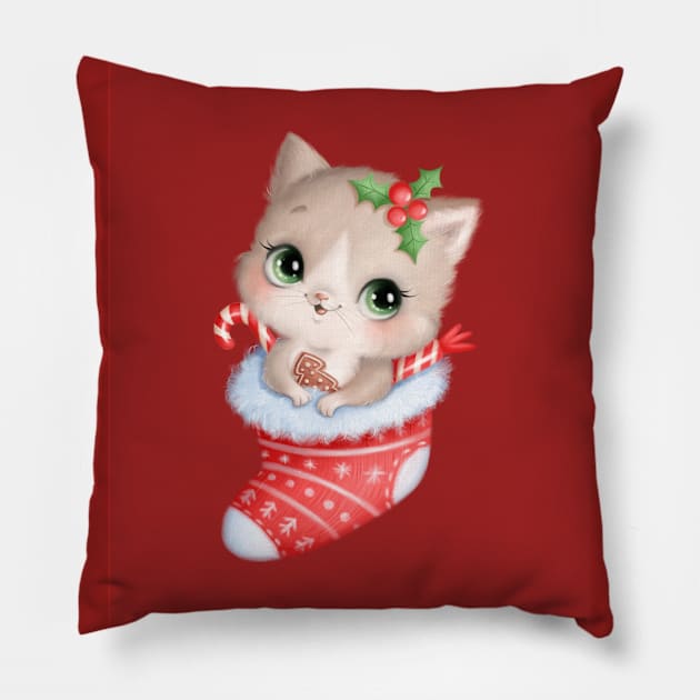 Christmas Cat Pillow by Ajith Shop