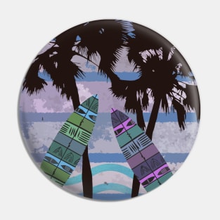 Palm trees with surfboards (2) Pin