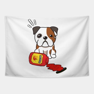 Funny Bulldog Spilled Hot Sauce Tapestry