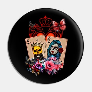 Playing cards King of hearts and queen of spades Pin