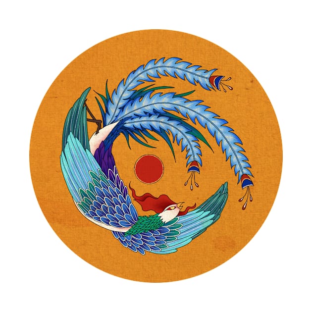 Minhwa: Asian Phoenix F Type (Korean traditional/folk art) by koreanfolkpaint