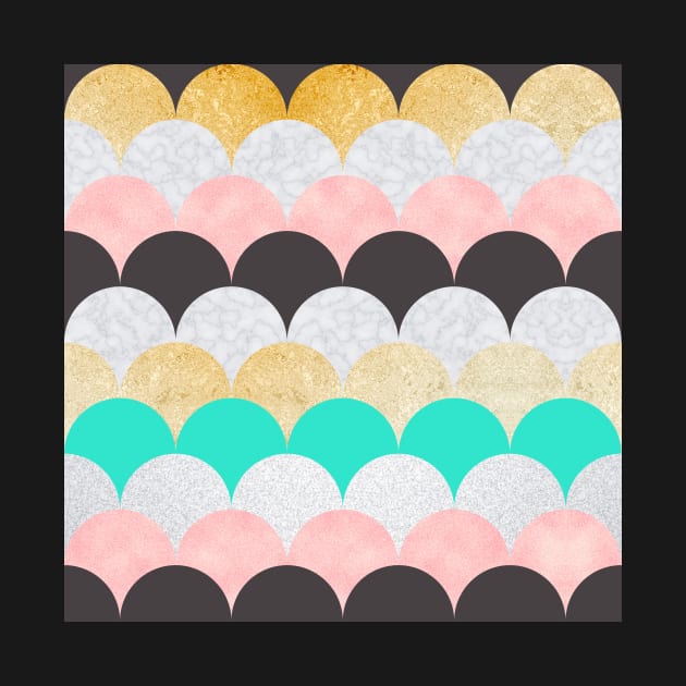 Gold, Pink and Marble Scales Pattern by Blue-Banana