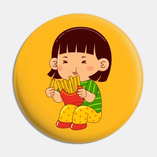 girl kids eating fries Pin