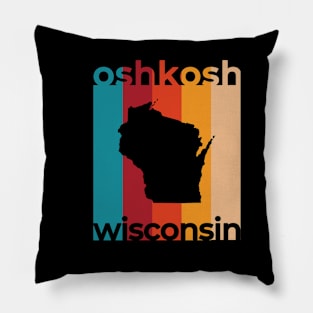 Oshkosh Wisconsin Retro Pillow