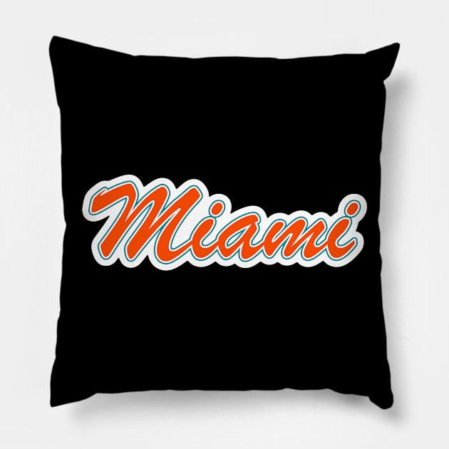 Football Fan of Miami Pillow by gkillerb