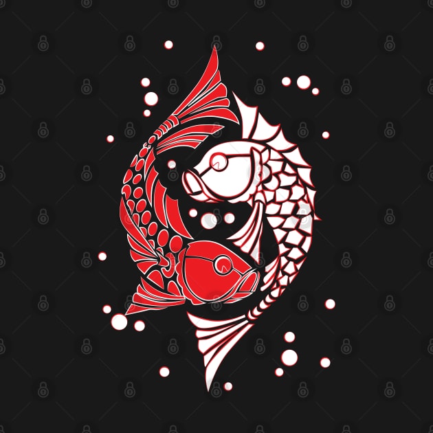 Red and white koi fish. Symbol of good luck by CatCoconut-Art