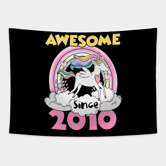 Cute Awesome Unicorn 2010 Funny Gift Pink Tapestry by saugiohoc994