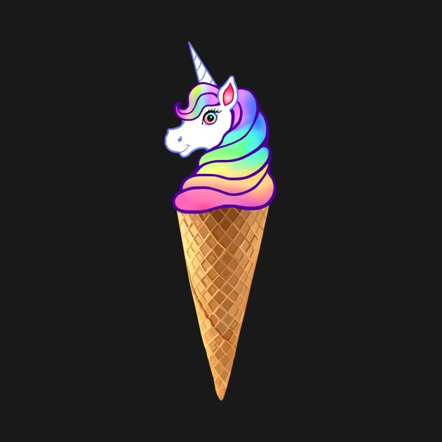 Rainbow Unicorn Unicone Ice Cream Cone by Art by Deborah Camp
