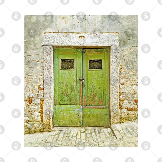 Rustic Green Locked Door Detail by kallyfactory