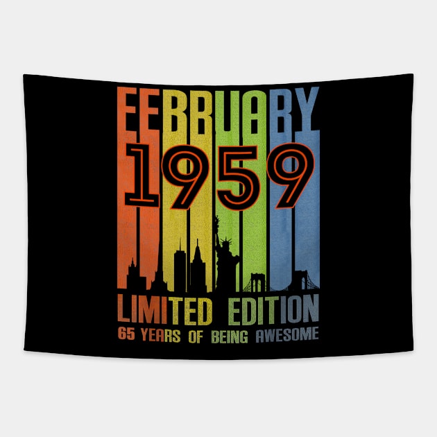 February 1959 65 Years Of Being Awesome Limited Edition Tapestry by Red and Black Floral