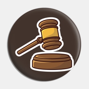 Wooden Judge Gavel and Soundboard Sticker vector illustration. Justice hammer sign icon concept. Law and justice concept. Pin