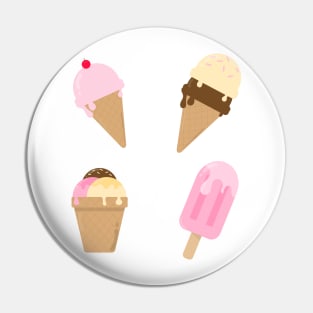 Tasty classic ice cream cone and popsicle Pin