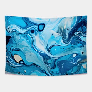 Azure Swirls Fluid Painting Tapestry