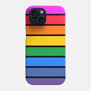 Bright rainbow and black stripes - horizontal Phone Case