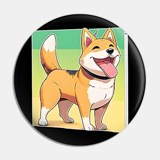 Happy Cute Dog Shiba Inu - Love Dogs Pin