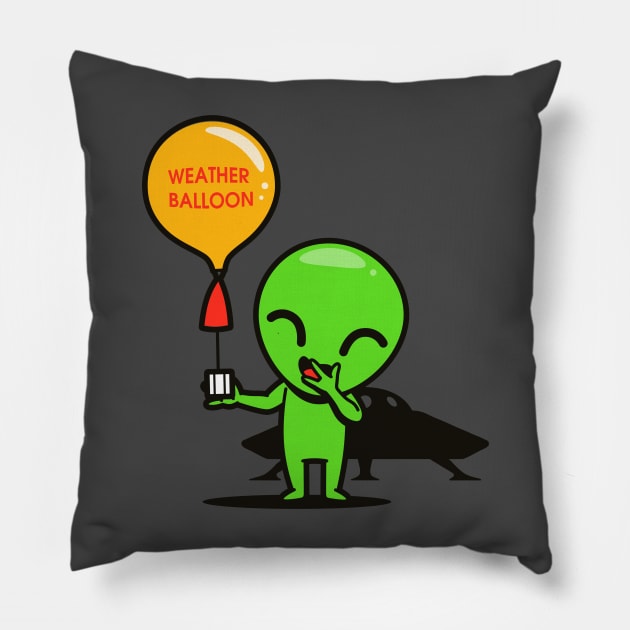 Funny Cute Kawaii Alien Weather Balloon E.T. Cartoon Pillow by BoggsNicolas