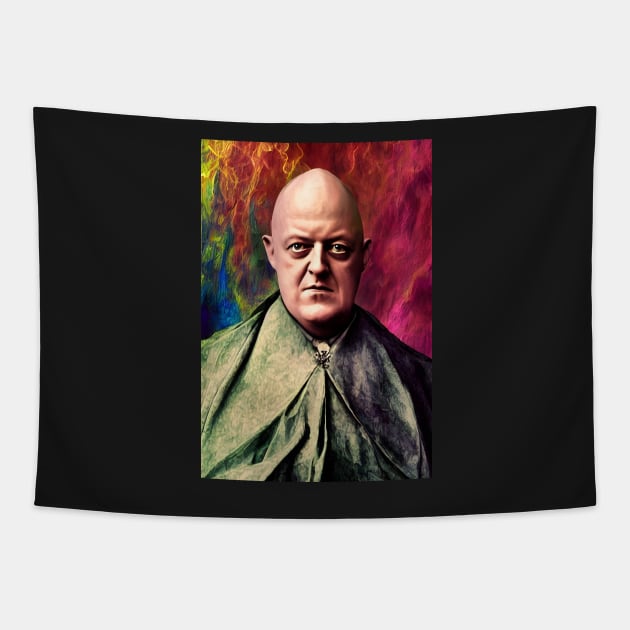 Aleister Crowley The Great Beast of Thelema painted in a Surrealist and Impressionist style Tapestry by hclara23
