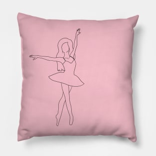 Pink Ballerina Line Art Pillow