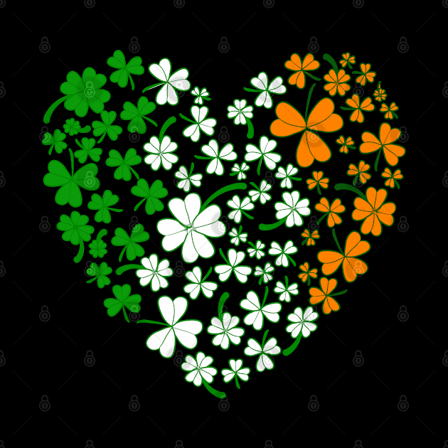 Ireland Lover and Fan Irish Flag Heart Shamrocks by Mewzeek_T