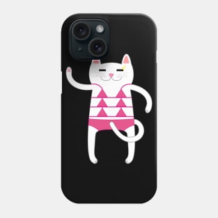 White Cat Wearing a Pink Bikini Swimsuit Phone Case