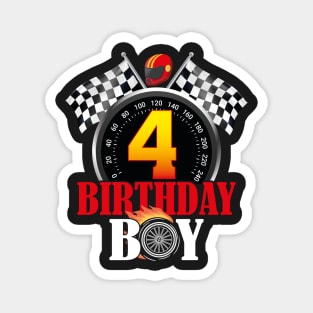 Kids 4th Birthday Racing Car Driver Magnet