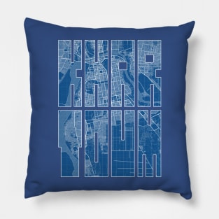 Khartoum, Sudan City Map Typography - Blueprint Pillow